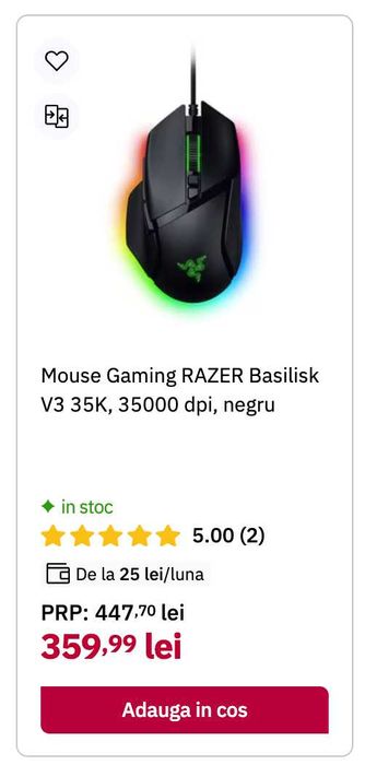 Mouse Gaming Razer Basilisk V3 35K ca nou, complet cu cutie originale