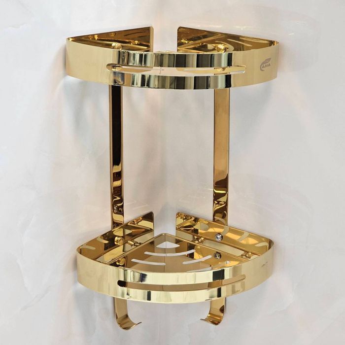 Hammom uchun ikki qavatli burchak tokcha (Gold rang)