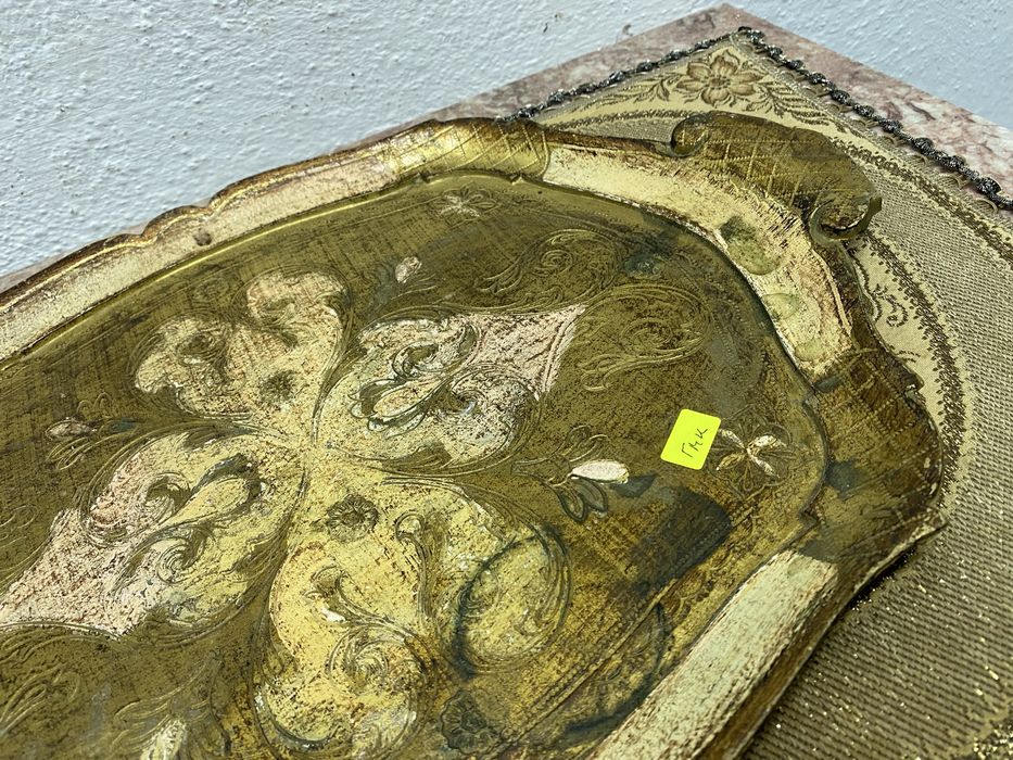 Винтидж флорентинска табла Италия около 1960 позлата маркировка