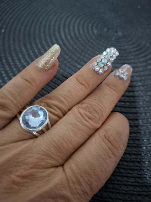 Inel argint cu  acvamarin mărimea 58