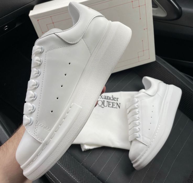 Adidasi Alexander Mcqueen full albi piele naturala