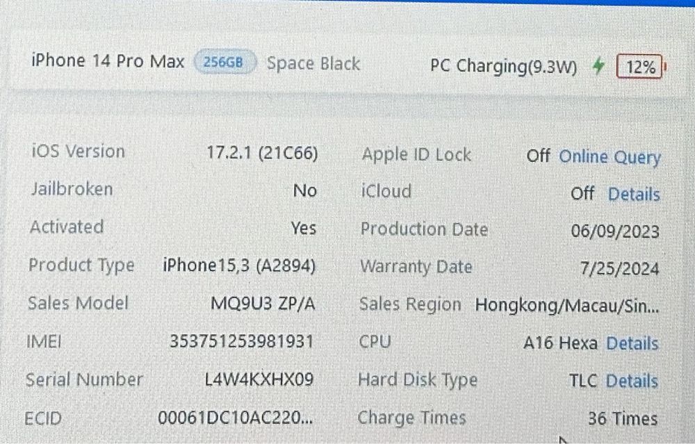 iPhone 14 Pro Max Space Black 36 цикль