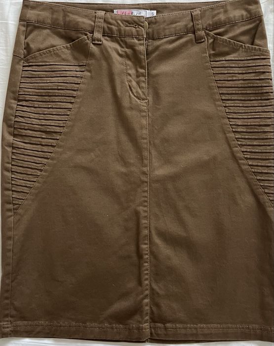 Fusta blugi, elastica, maro, midi