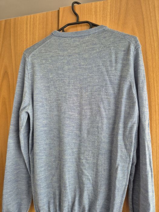 Pulover din lana merino, albastru deschis, pentru barbati, S/M, nou