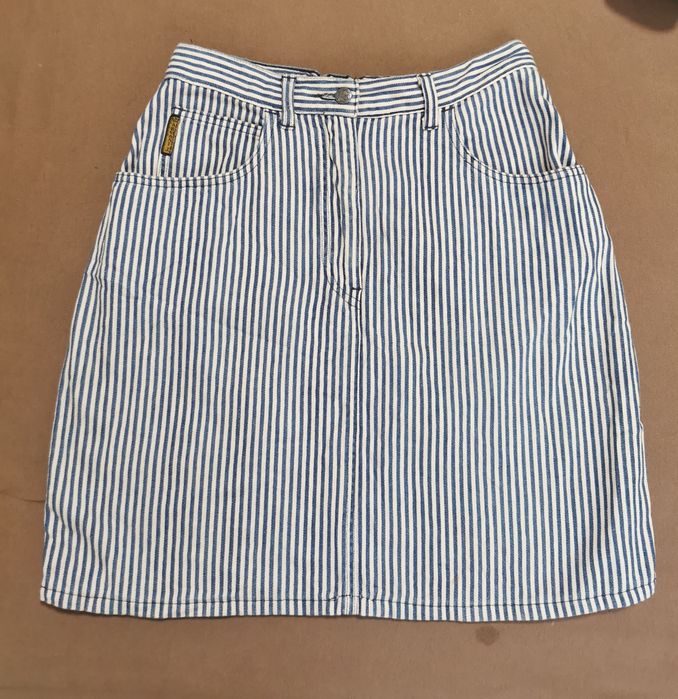 Armani Jeans Vintage Made in Italy – Fustă Denim Dungată S