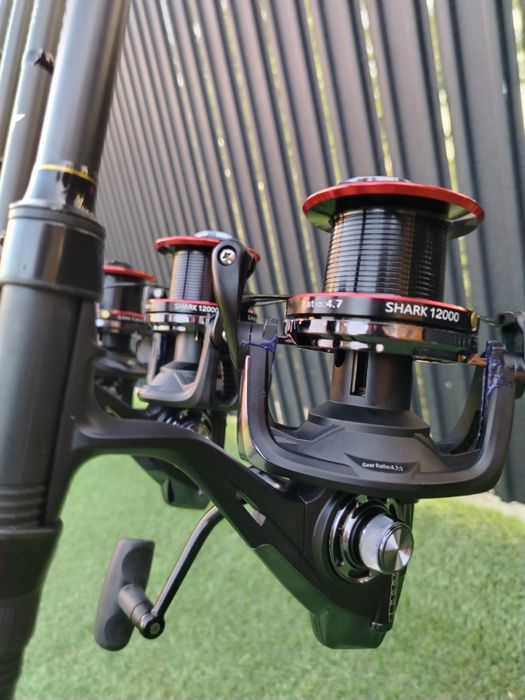 SET 4 Lansete  EBISU CARP 3.90 m 3.75 Lbs + 4 Mulinete Eastshark 12000