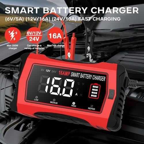 Ново Универсално зарядно за акумулатори кола мотор лодка LCD 16A