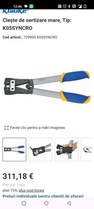 Klauke - Cleşte de sertizare mare K05 și Clește de sertizare K 82 T pentru conexiuni de cablu izolate 0,5 - 6 mm²