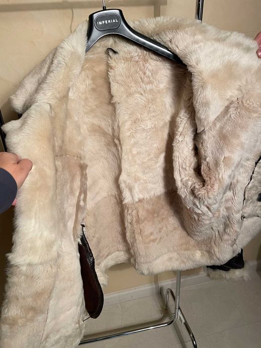 Cojoc maro vintage pentru barbati piele si blana Shearling premium