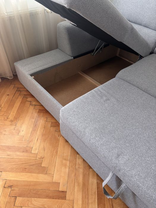 Colțar living extensibil Albania – gri deschis, stare foarte bună