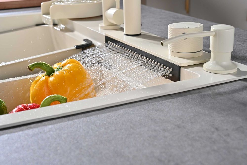 60см Бежова мултифункционална кухненска мивка