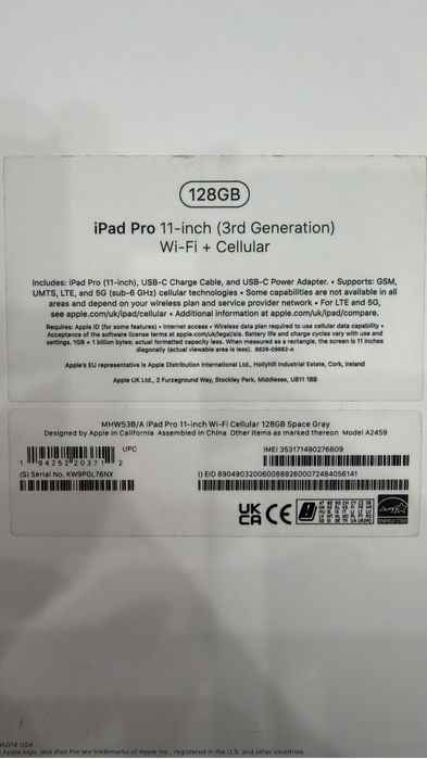 Aplle IPad pro11 wi fi +cellular