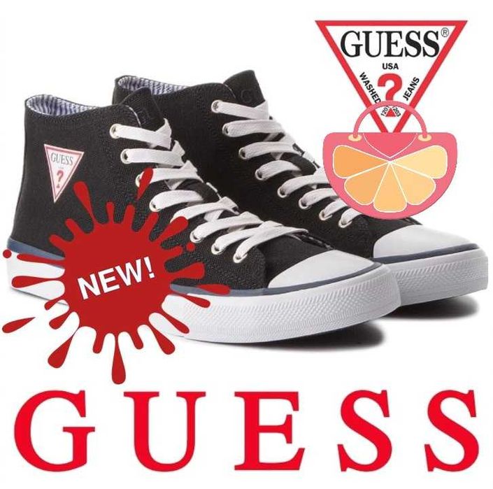 %ПРОМО% GUESS № 41-42-43 – Мъжки ежедневни обувки "BLACK LOGO" нови