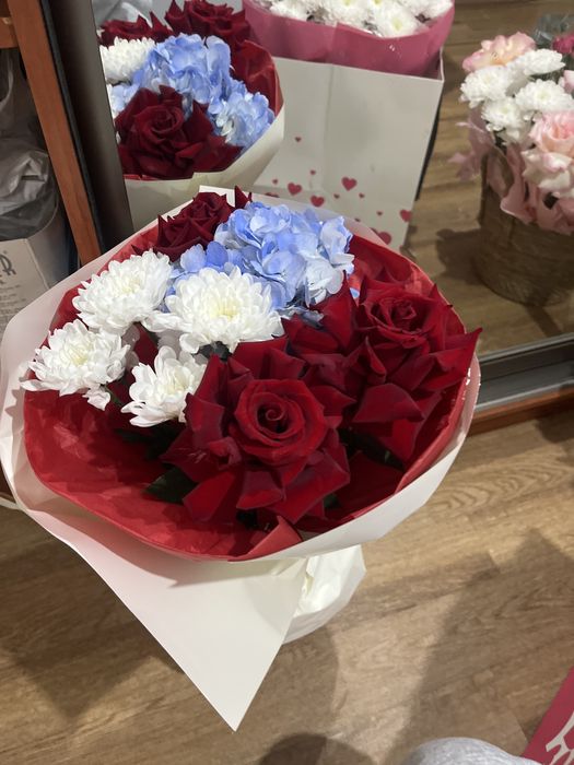 Цветы розы гортензии