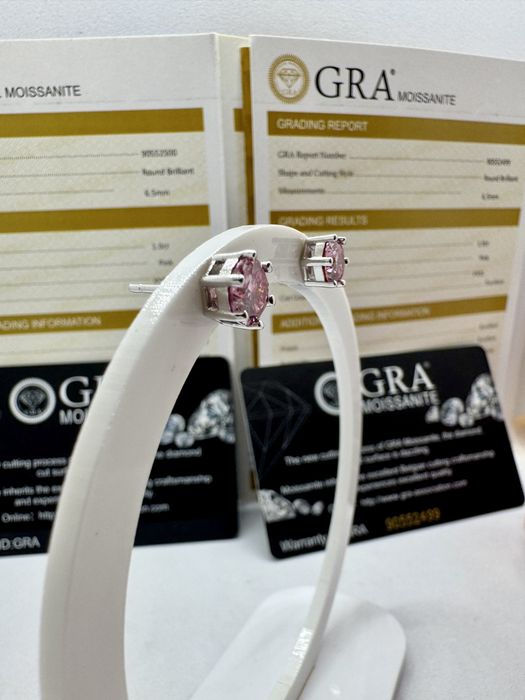 Сребърни обеци с мойсанит (Диамант) 1 карат