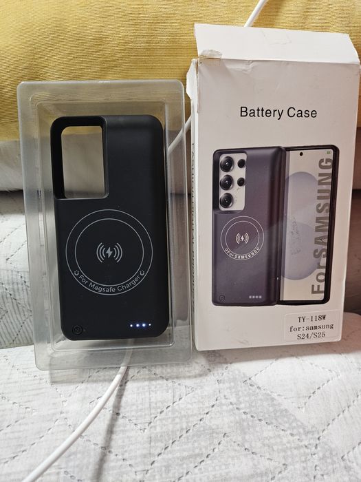 Кейс с батерия за Samsung S24 S25 , безжично Qi зареждане