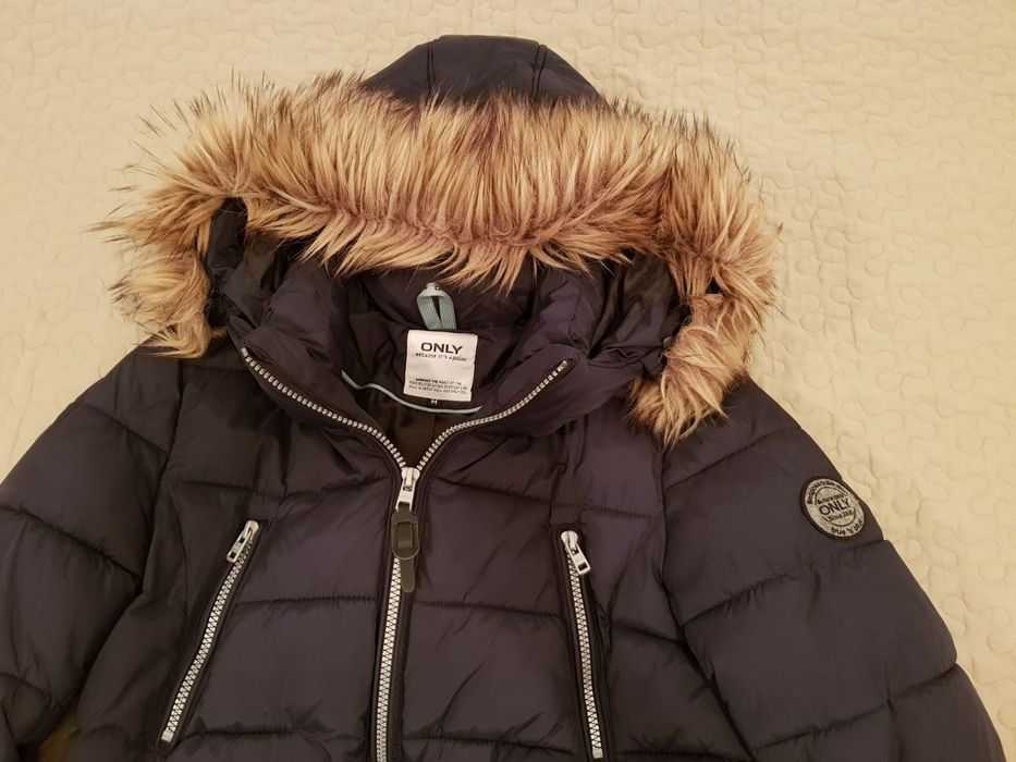 Geaca iarna cu gluga, bleumarin