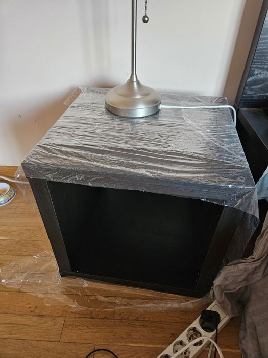 IKEA MALM легло с дървена основа LERÖY и етаржерка KALLAX