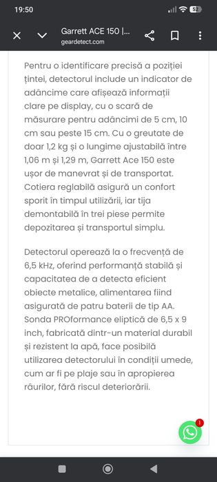 Detector metale Garret ace 150