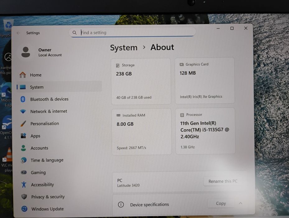 лаптоп Dell Latitude 3420 - i5-1135G7, 8/16GB RAM, 256GB NVMe SSD, 54.000 mWh батерия