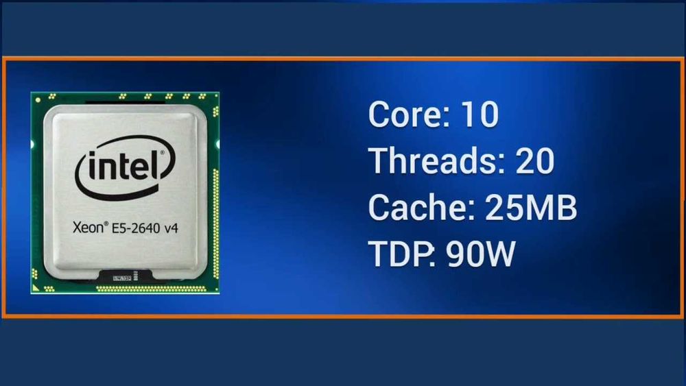 Процессор Xeon E5-2630 v4 10 ядер 20 потоков.