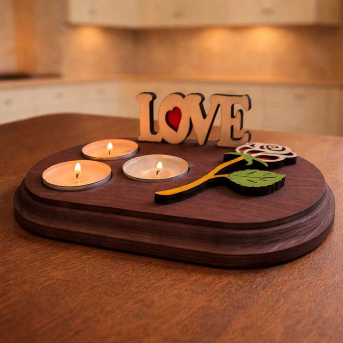 Дизайнерски ръчно изработени свещници от дърво