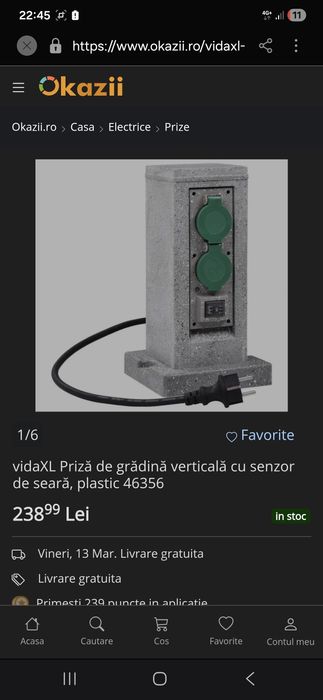 Priză de grădină verticală cu senzor de seară, plastic