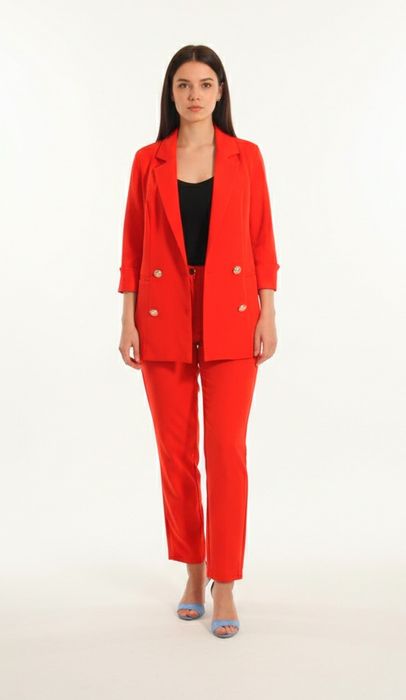 Брючный вечерний костюм красного цвета, 48 размер
