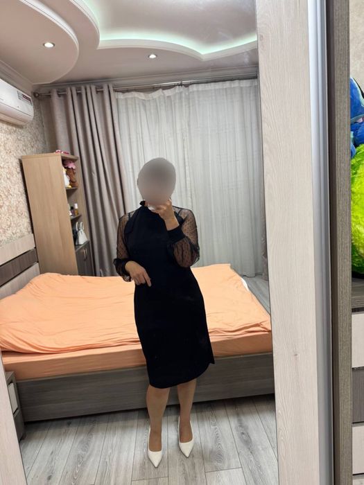 Черное платье миди Б/У