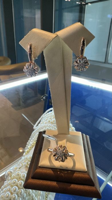 Продаю стильный комплекы:серьги + кольцо