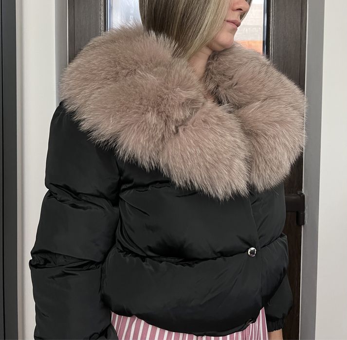 Geaca fas cu guler detasabil din blana naturala vulpe marimea S