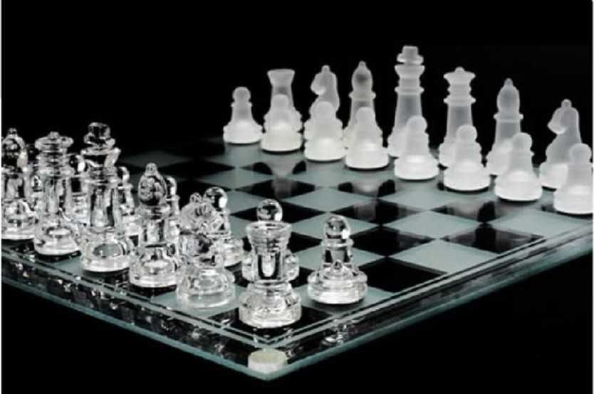 Joc sah piese tabla sticla obiect decorativ glass chess jocuri logica