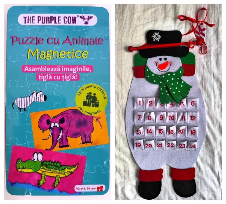 30 puzzle-uri + alte jucării diverse, plus 3 cadouri (3+ ani)