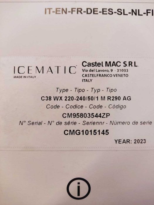 льдогенератор Icematic C38 WX, Италия, 38 кг/сутки, год 2023