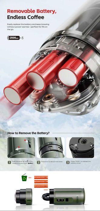 H4C преносима безжична еспресо кафемашина.7500ah/20bar/Type-C.Вносител