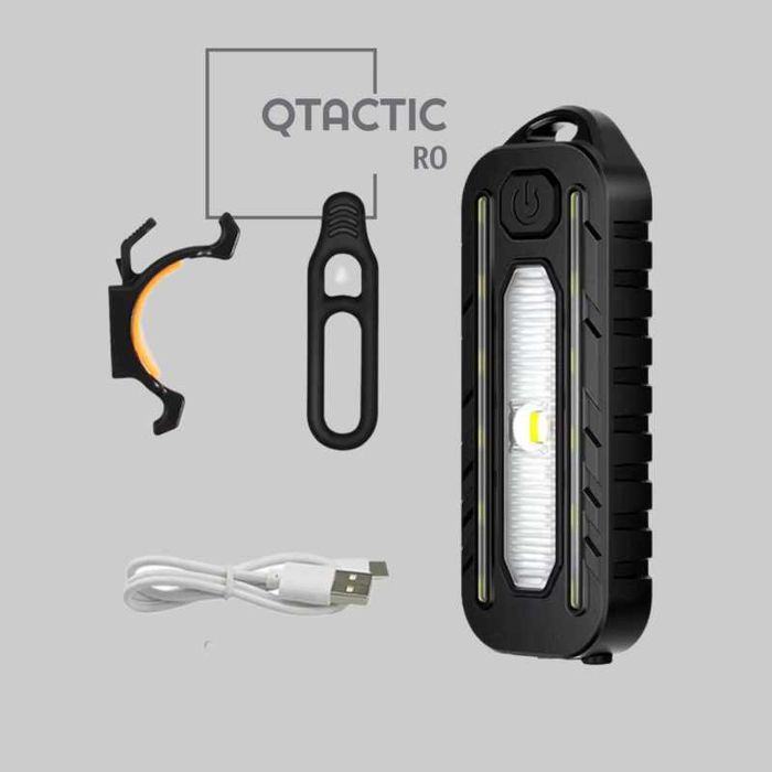 Lanterna LED USB, lumina Albă , atașare pe echipament, 5 moduri lumina