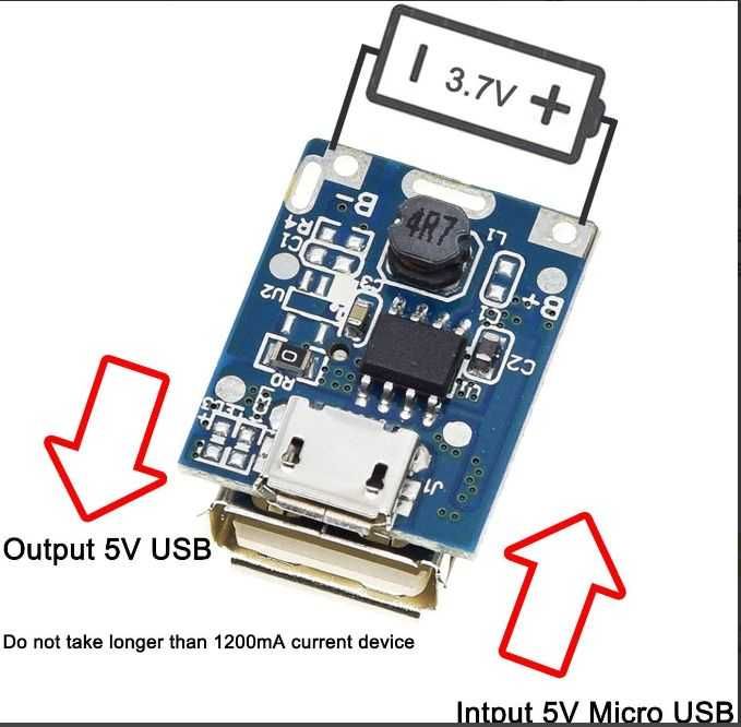 Modul powerbank baterie externa BMS li Ion 18650 1 A sau 2,4 A