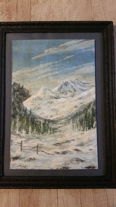 Чудесен пейзаж от Швейцария, рисуван на ръка. Изглежда супер!