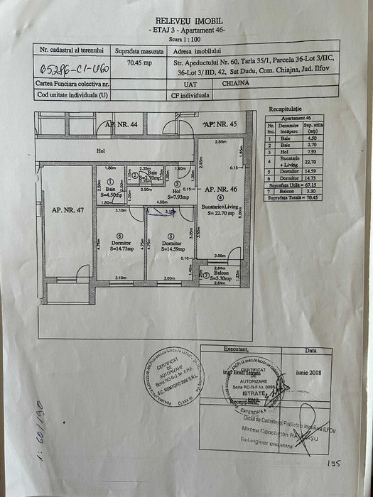 Apartament 3 camere | 2 bai | 67mp utili + balcon | Etaj 3/3 + pod | Parcare