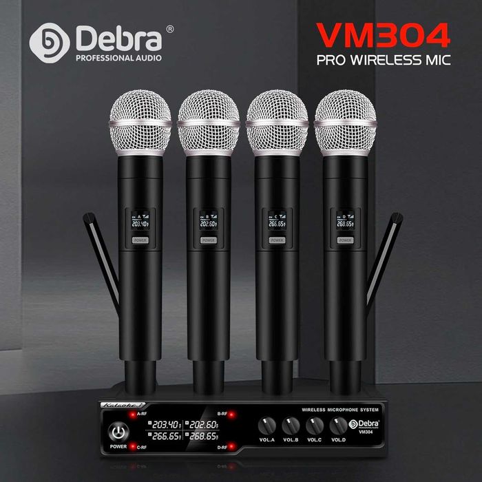 Система с 4 / четири микрофона Debra Audio VM304 VHF, XLR интерфейс...