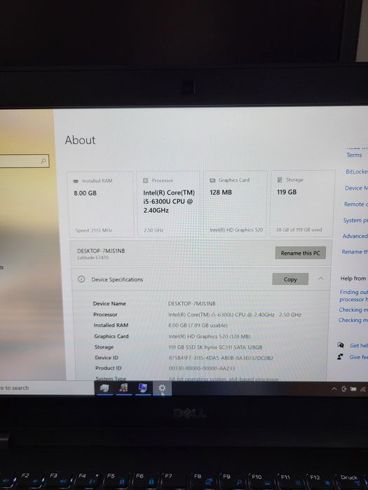 Laptop Dell Latitude E7470,  FullHD,  8 GB,  ssd M2  128 GB,  14"