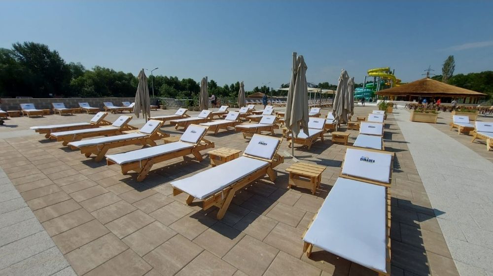 Reducere 20% Sezlong plaja lemn masiv tratat termic PIN NORDIC