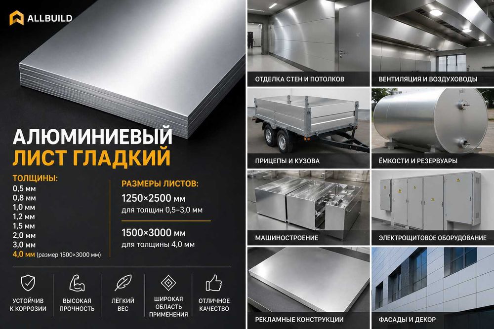 Алюминиевый лист гладкий