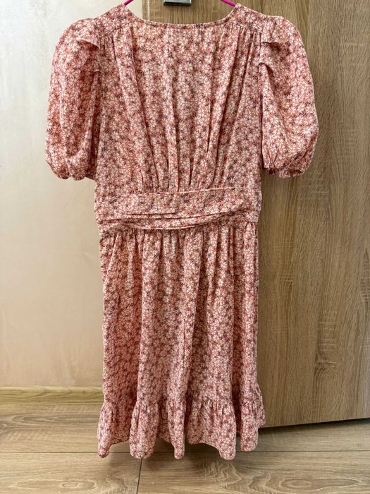 Розова рокля - Флорални мотиви - Vera&Lucy - М размер