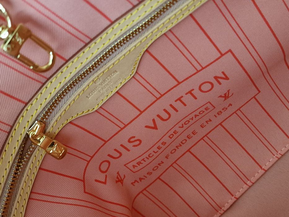 Geanta piele naturala LV Neverfull,card,certificat saculet, etichetă