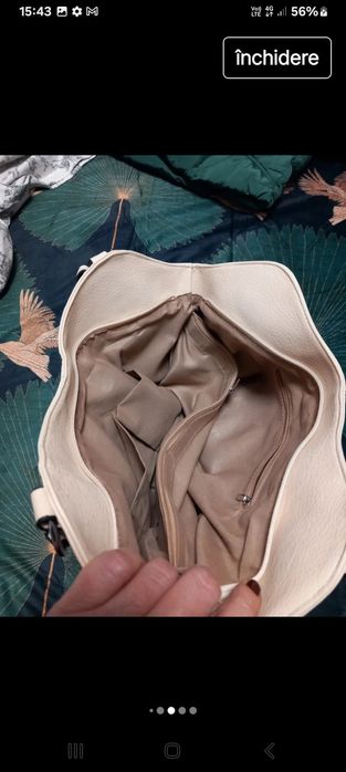 Geanta umar bej+ 1 alba piele