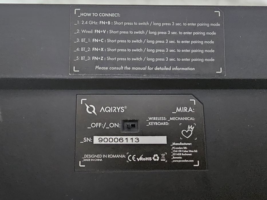 Tastatura Gaming Wireless mecanica AQIRYS Mira, Bluetooth, USB,