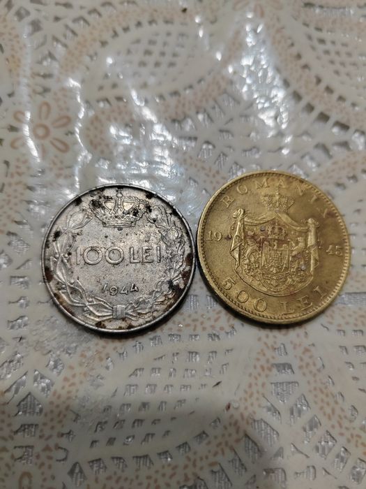Vând doua monede una 500 lei din 1945 și una de 100 lei din 1944.