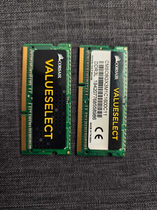 2x8GB DDR3L SO-DIMM, Corsair CMSO8GX3M1C1600C11 1.35V чифт кит