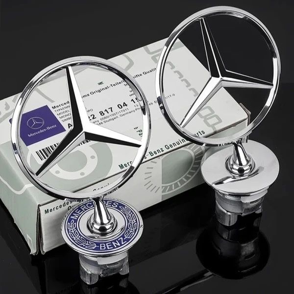 Emblema stema capota fata Mercedes C E S class crom gri negru